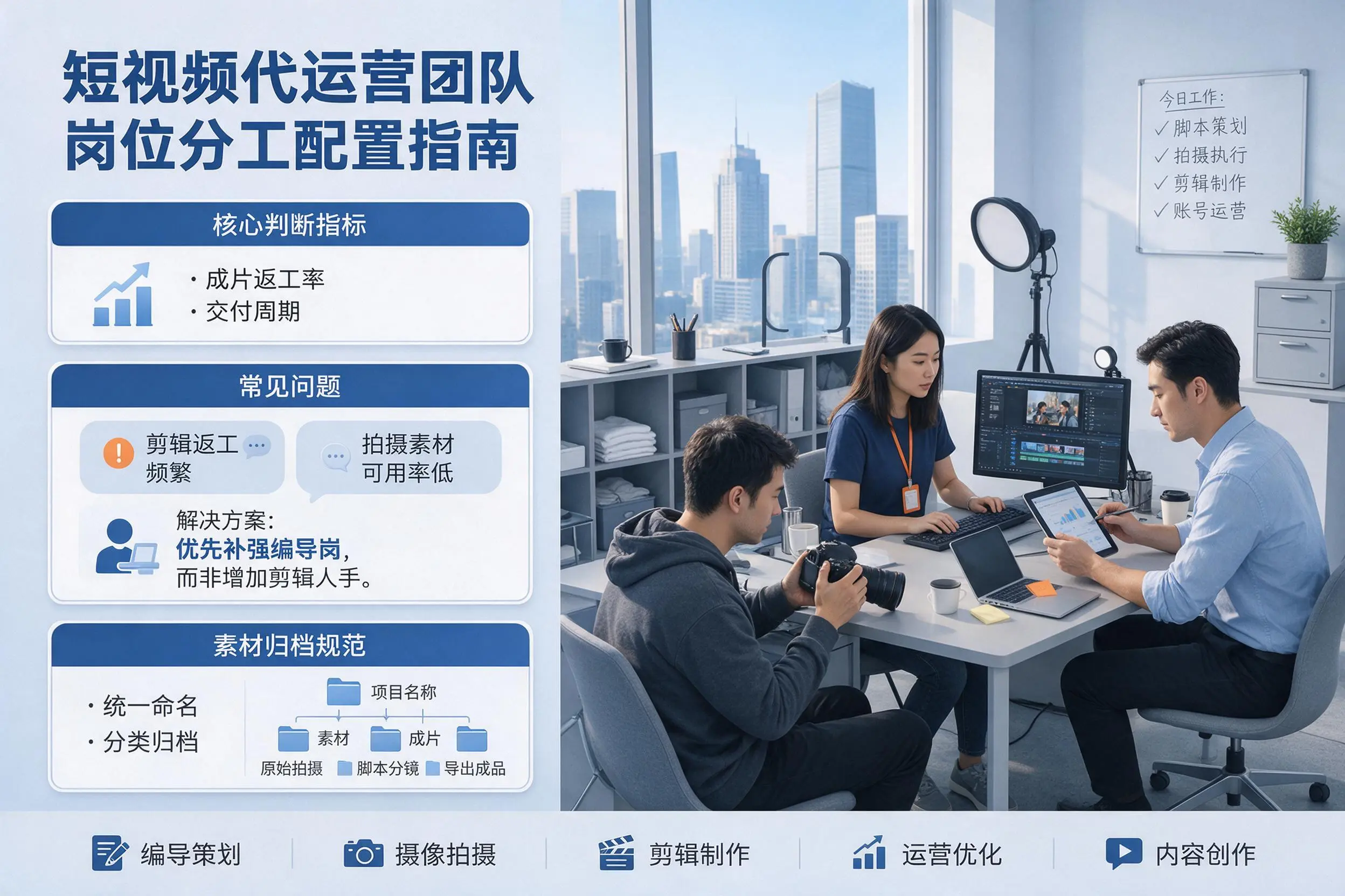短视频代运营团队如何配置？崇左企业岗位分工科普说明